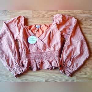NWT Ladies Coral Color Top By Lost & Wander  Sz S
